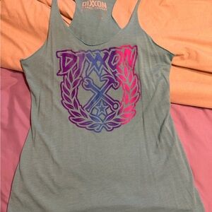 DIXXON Gray Racerback Tank with Pink to Purple Ombre Graphic